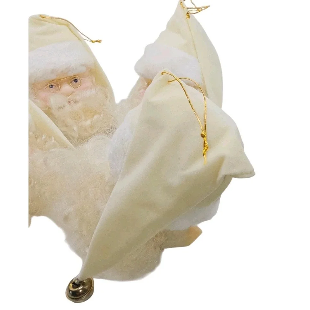 VTG Porcelain Santa Head Christmas Ornament Velvet Hat Curly Beard Lot Of 18‎